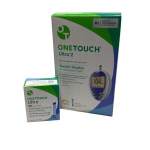 One Touch Ultra 2 Blood Glucose Monitor System Exp 8/29 w/ Box Of 50 Test Strips